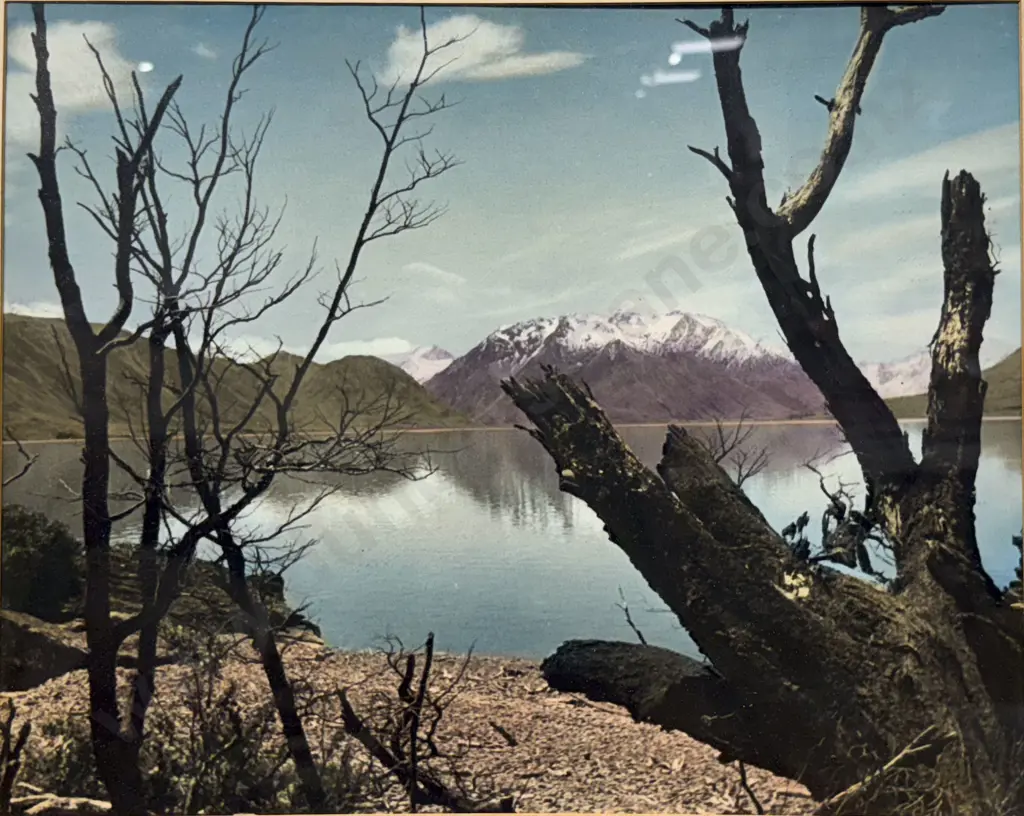 Lake Ohau NZ Hand Coloured Photograph Image 1++