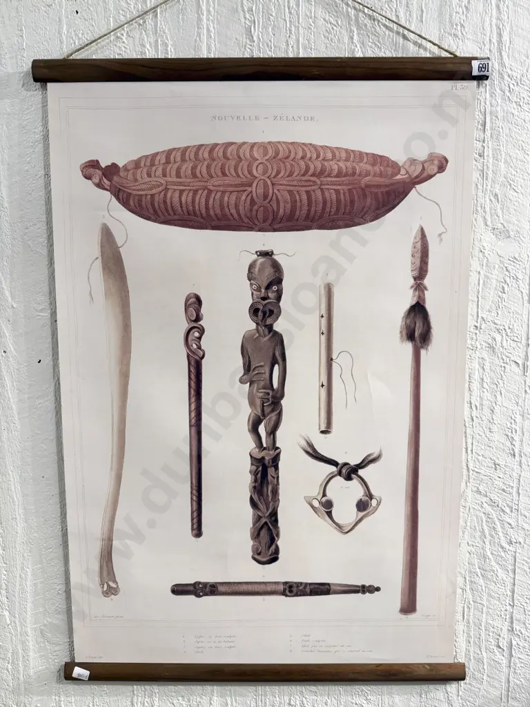 Nouvelle-Zealande Repro Maori Artefact Diagram Study Image 1++