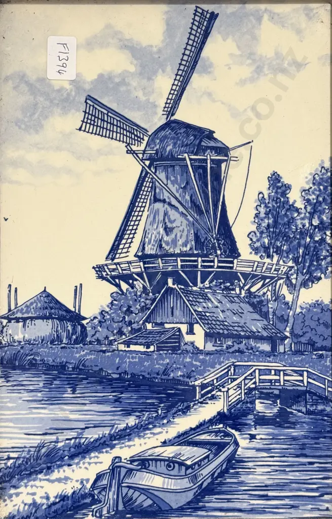 Framed Blue & White Tile Image 1++