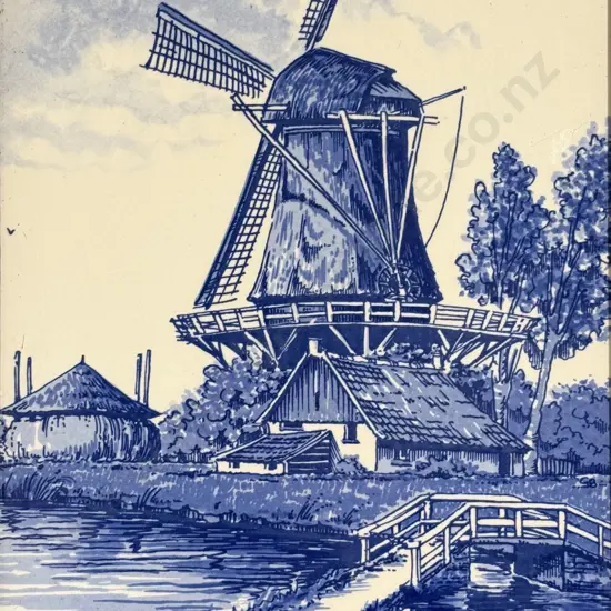 Framed Blue & White Tile