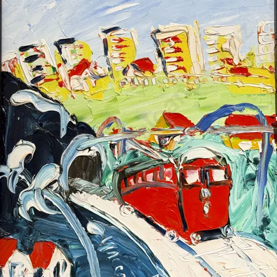 Vincent Duncan - Cable Car Wellington - Oil on Board