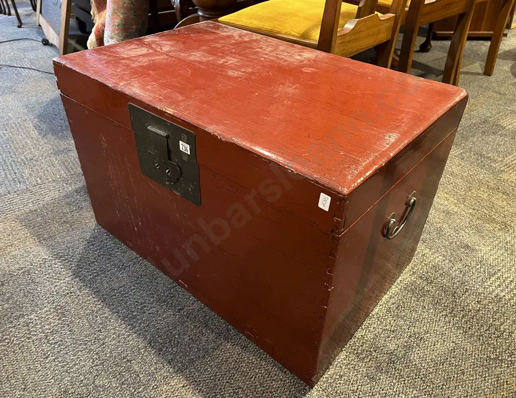 Chinese Red Lacquered Blanket Box Image 1++