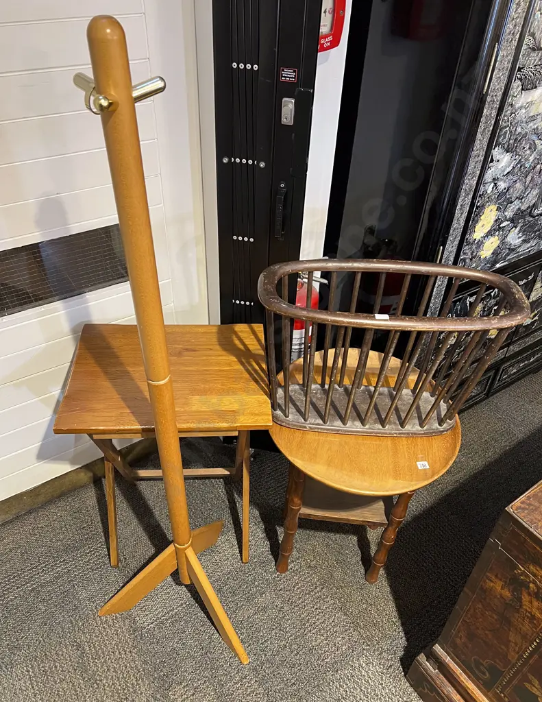 Circular Table with Coat Stand Magazine Stand & Folding Table Image 1++