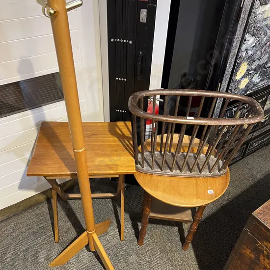 Circular Table with Coat Stand Magazine Stand & Folding Table