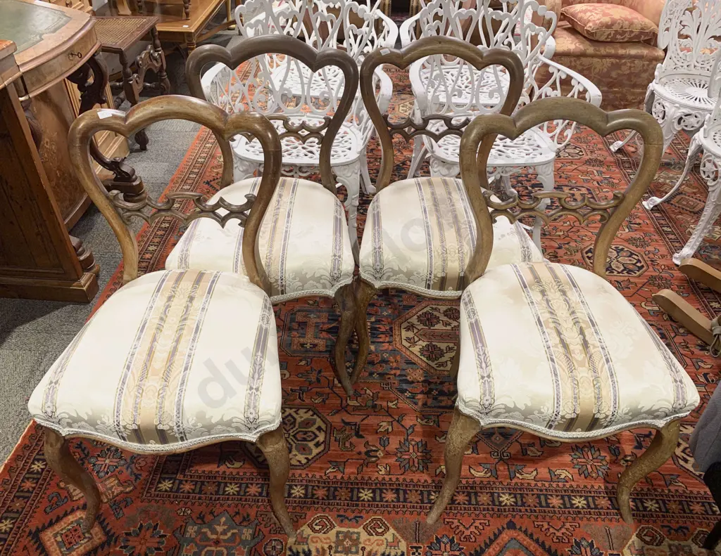 Four Victorian Balloon Back Dining Chairs Image 1++