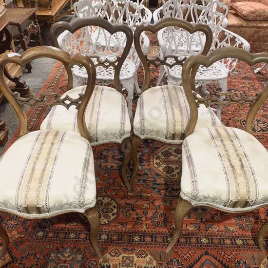 Four Victorian Balloon Back Dining Chairs
