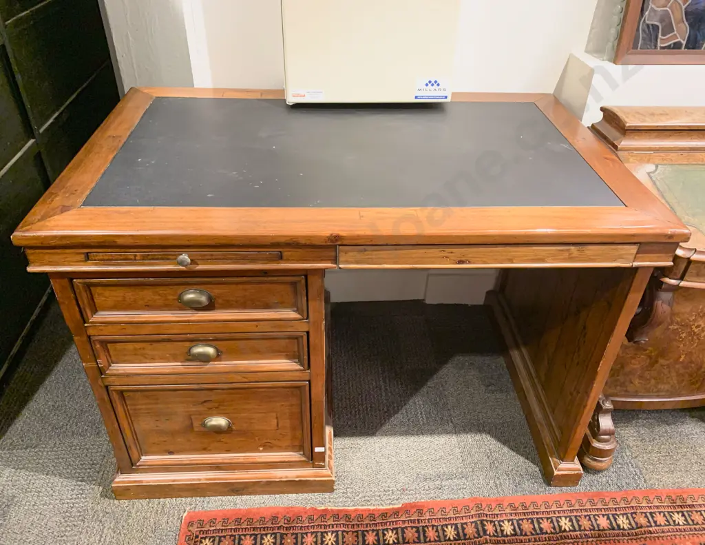 Reclaimed Furniture Designed Leather Topped Desk Image 1++