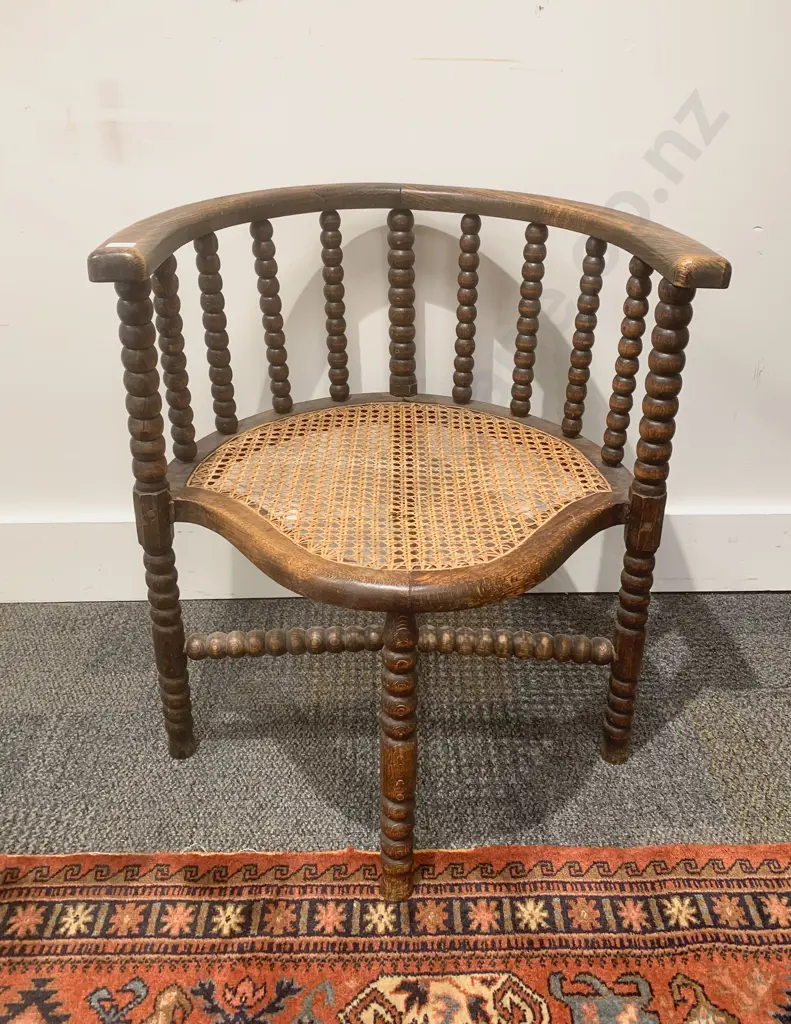 Edwardian Oak Bobbin-turned Wycombe Seated Tub Chair Image 1++