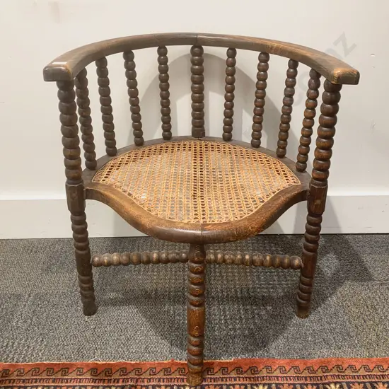 Edwardian Oak Bobbin-turned Wycombe Seated Tub Chair