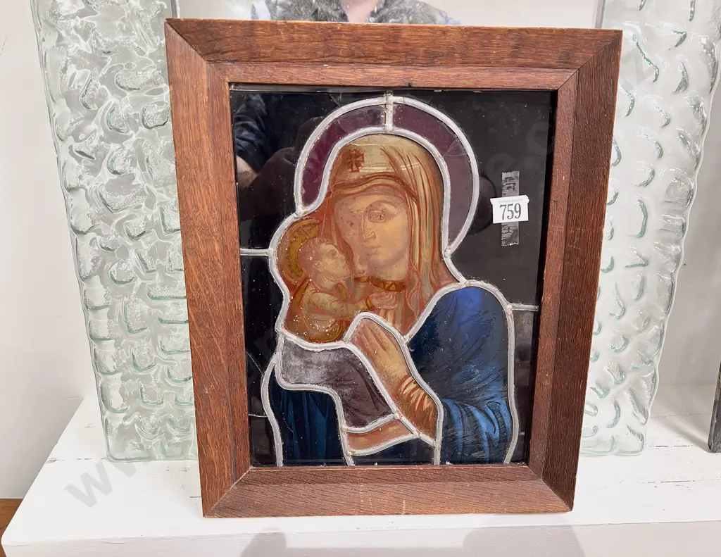 Framed Ecclesiastical Stained Glass Panel Image 1++