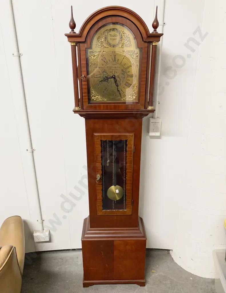 Georgian Style Brass Faced Grandfather Clock Image 1++