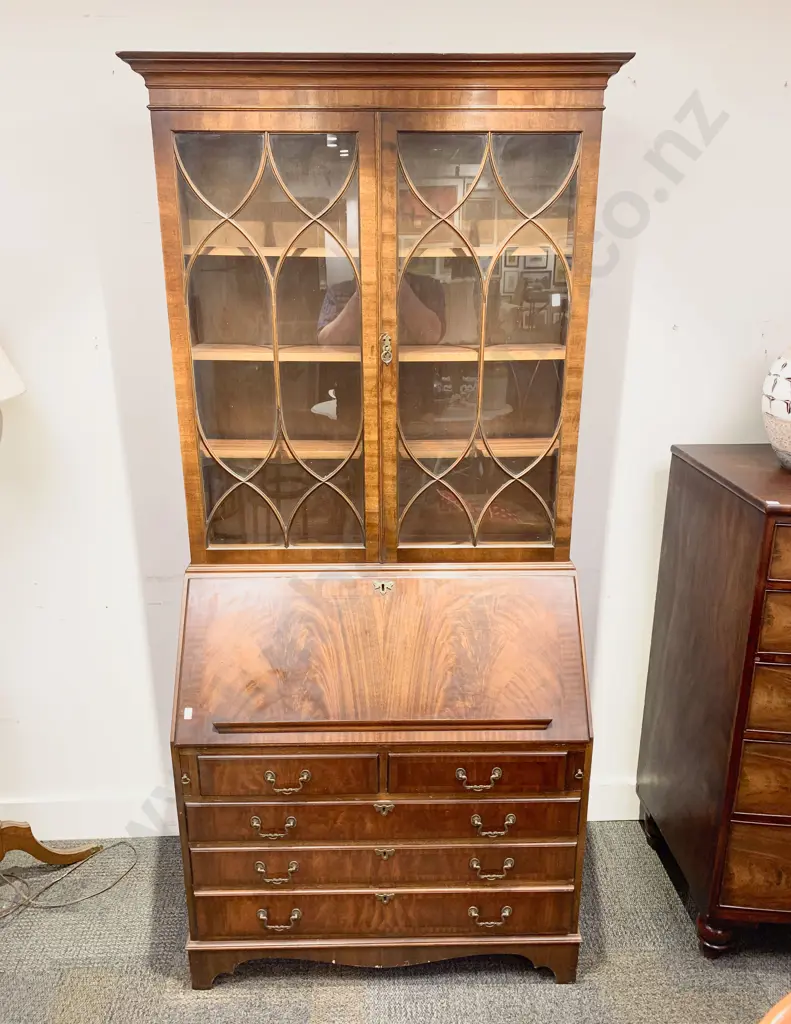 Geo III Style Mahogany Bureau Bookcase Image 1++