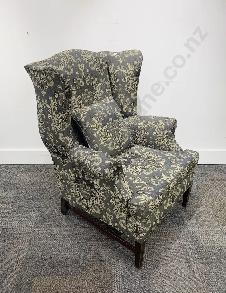 Wing Back Armchair together with Associated Footstool Image 1++