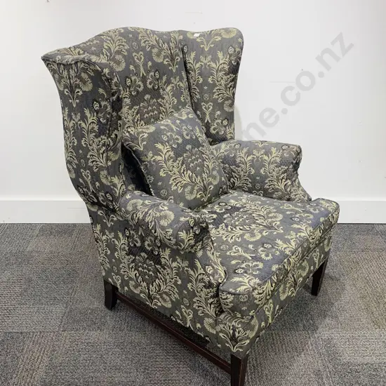 Wing Back Armchair together with Associated Footstool