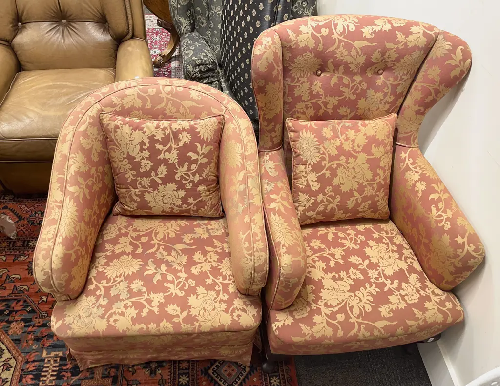 Wing Back Armchair and Tub Chair with Matching Upholstery Image 1++