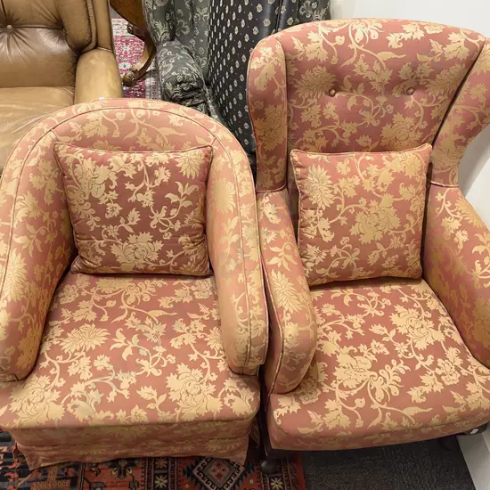 Wing Back Armchair and Tub Chair with Matching Upholstery