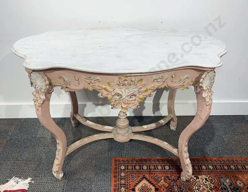 French Quatrefoil Shaped Marble Top Centre Table Image 1++