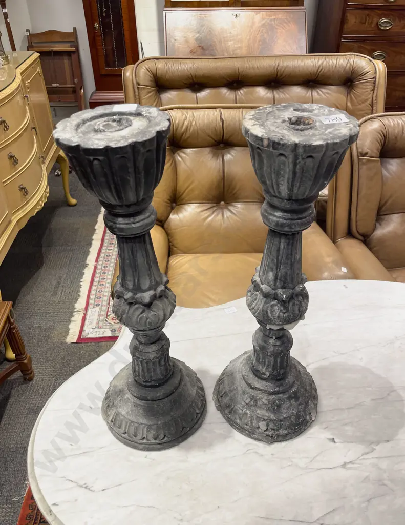 Pair of Vintage Ebonized Candlesticks Image 1++