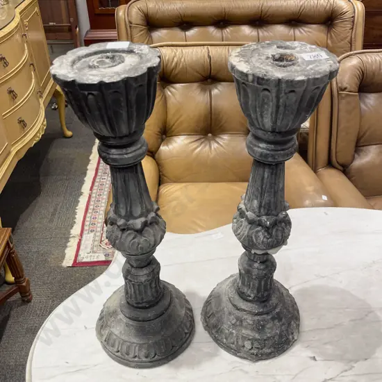 Pair of Vintage Ebonized Candlesticks