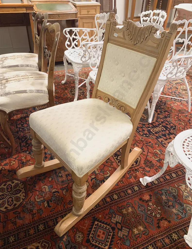 Newly Upholstered Button Back Rocking Chair Image 1++