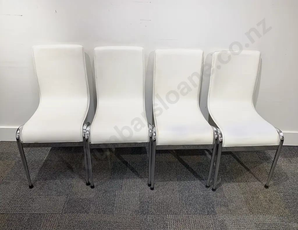Set of Four Freedom Furniture Chrome and Vinyl Chairs Image 1++