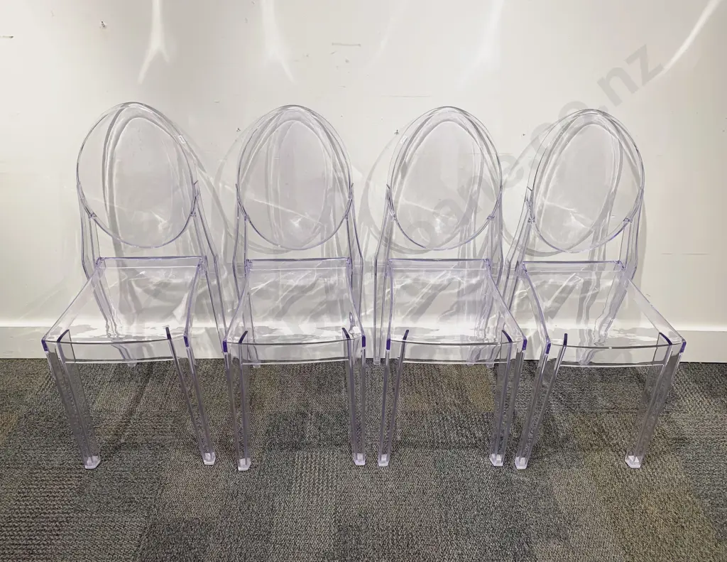 Four Kartell Type Replica Ghost Dining Chairs Image 1++