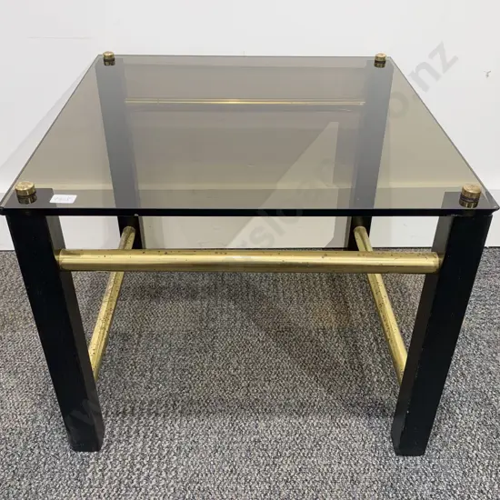 C1980's Brass and Smoked Glass Coffee Table