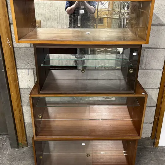 Four Associated Mix Match Modular Glazed Door Cabinets