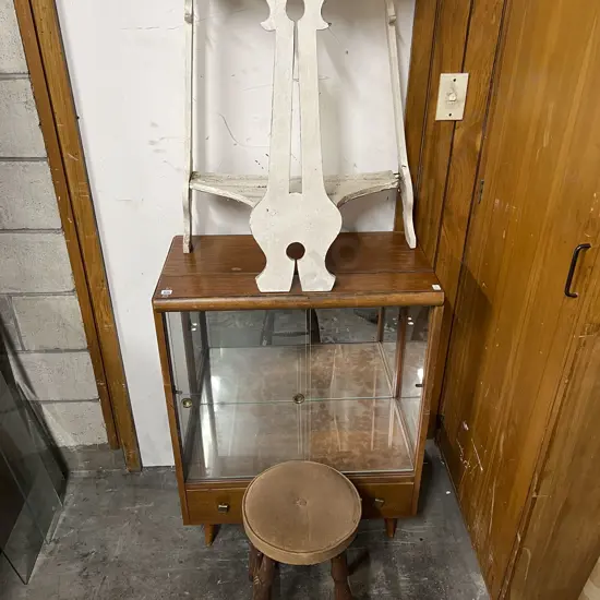 Glazed China Cabinet with Stool and Hall Table