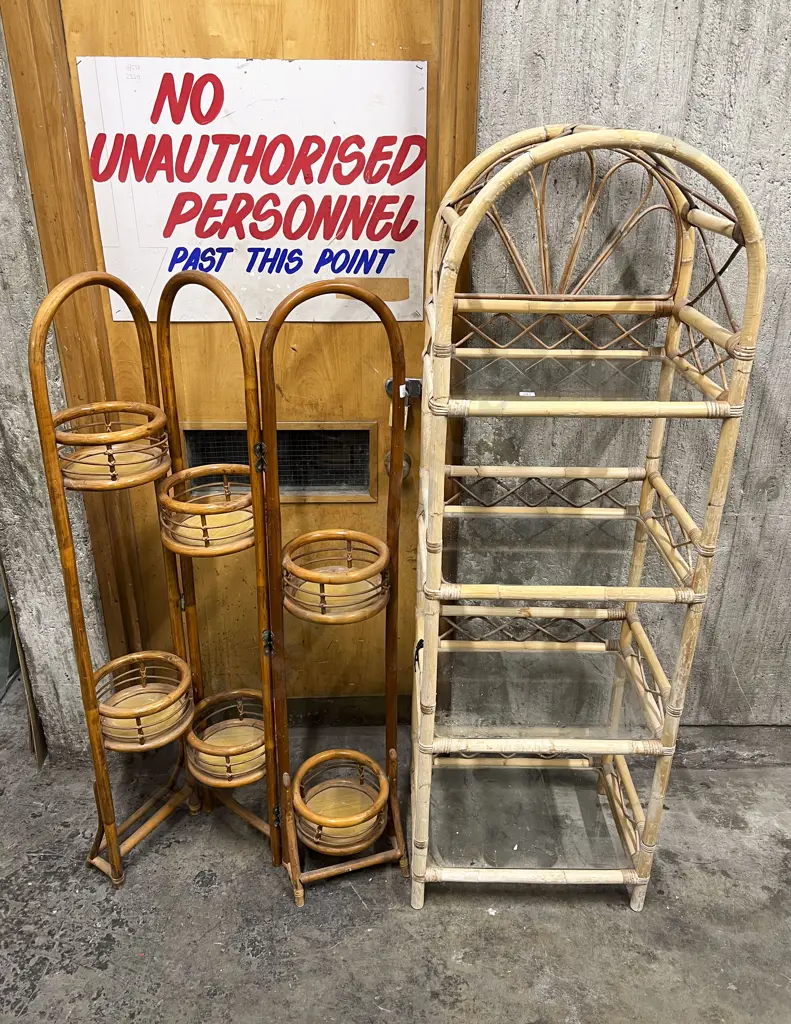 Cane Open Shelf together with Folding Rattan Plant Stand Image 1++