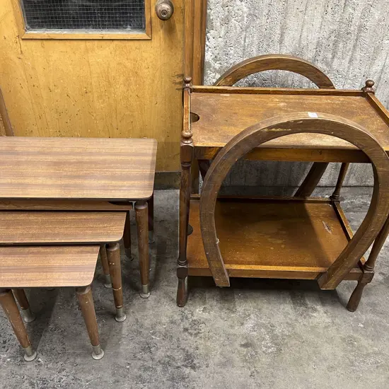 Nest of Three Tables and Tiered Tea Table