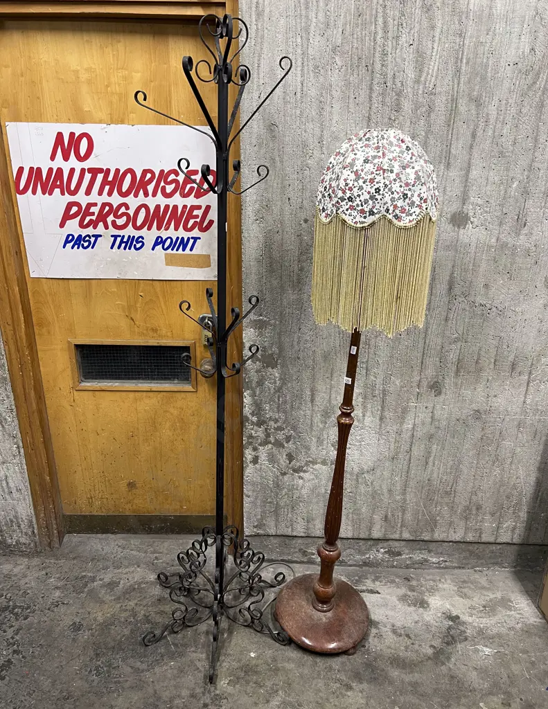 Wrought Metal Coat Rack With Standard Lamp and Candle Stand Image 1++