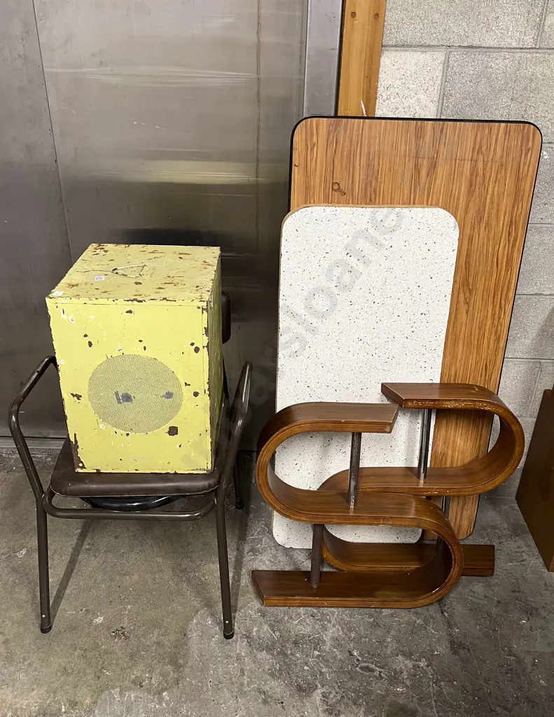 Vintage Metal Meat Safe Together with Assorted Table Tops and Legs Etc Image 1++