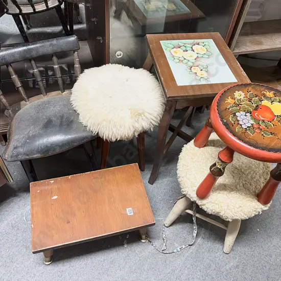 Qty of Assorted Stools and Side Tables etc