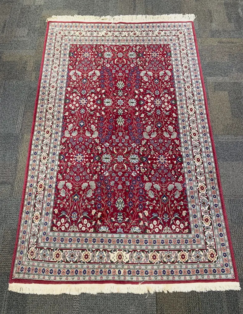 Persian Floor Rug with Multiple Borders and Allover Floral Design Image 1++