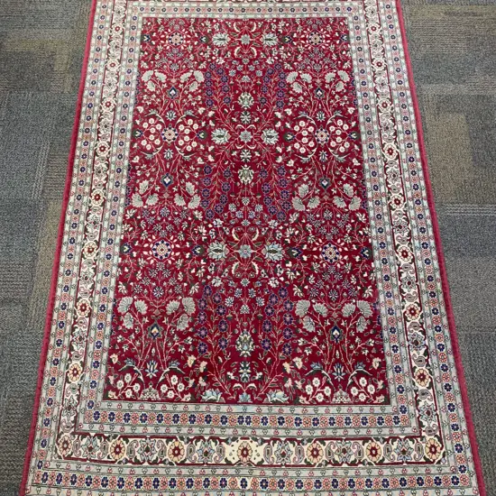 Persian Floor Rug with Multiple Borders and Allover Floral Design