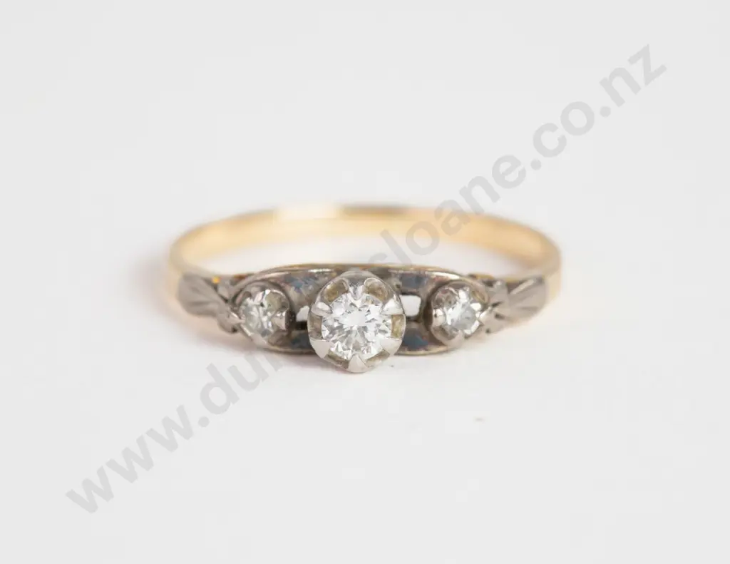 Victorian 18ct Three Stone Diamond Bridge Ring Image 1++