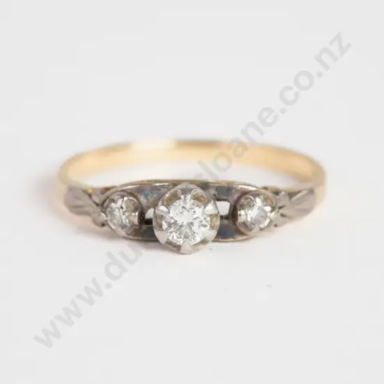 Victorian 18ct Three Stone Diamond Bridge Ring
