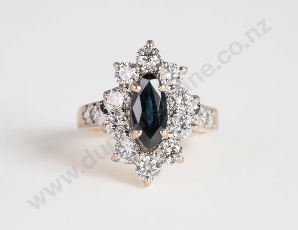 18ct 15Stone Sapphire and Diamond Dress Ring Image 1++