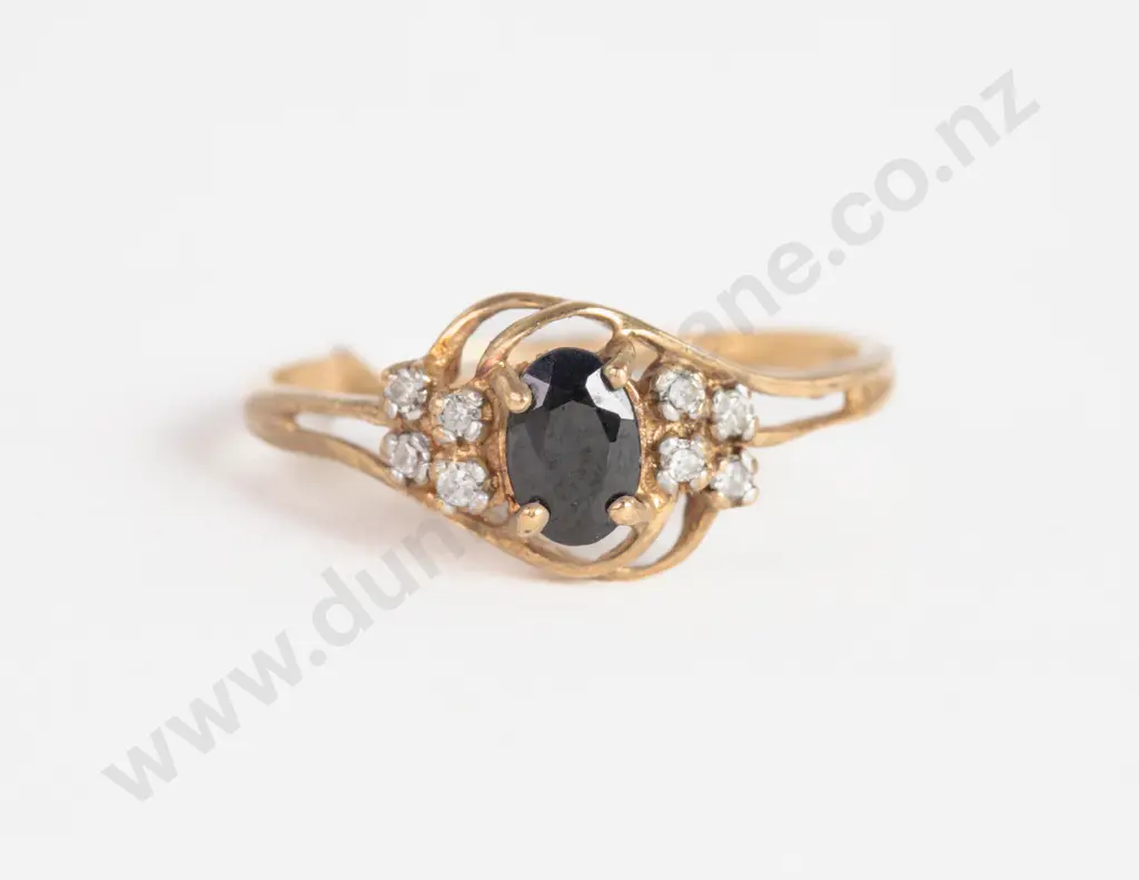 9ct Nine Stone Sapphire and Diamond Ring Image 1++