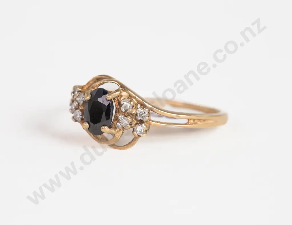 9ct Nine Stone Sapphire and Diamond Ring Image 1++