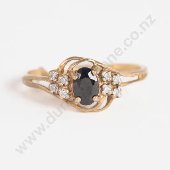9ct Nine Stone Sapphire and Diamond Ring