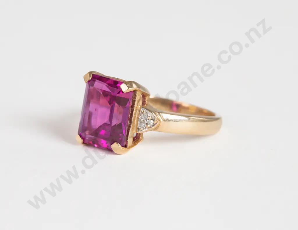 10ct Seven Stone Synthetic Pink Sapphire and Diamond Dress Ring Image 1++
