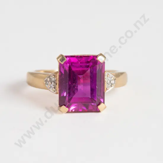 10ct Seven Stone Synthetic Pink Sapphire and Diamond Dress Ring