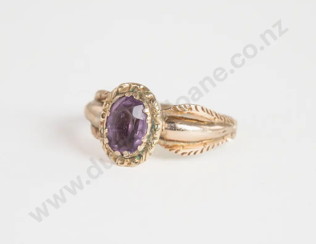 9ct Single Stone Amethyst Ring Image 1++