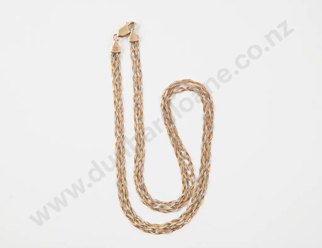 9ct Tri-Colour Flat Link Neck Chain Image 1++