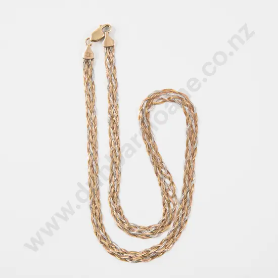 9ct Tri-Colour Flat Link Neck Chain