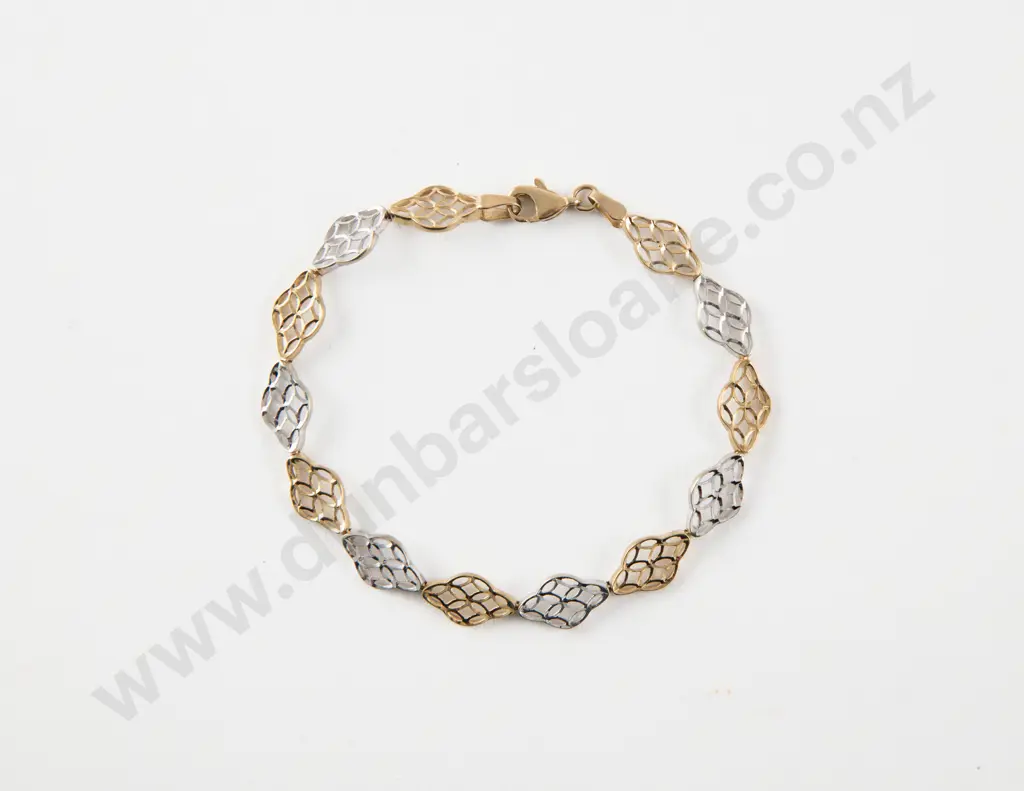 9ct White and Yellow Gold Filigree Style Bracelet Image 1++
