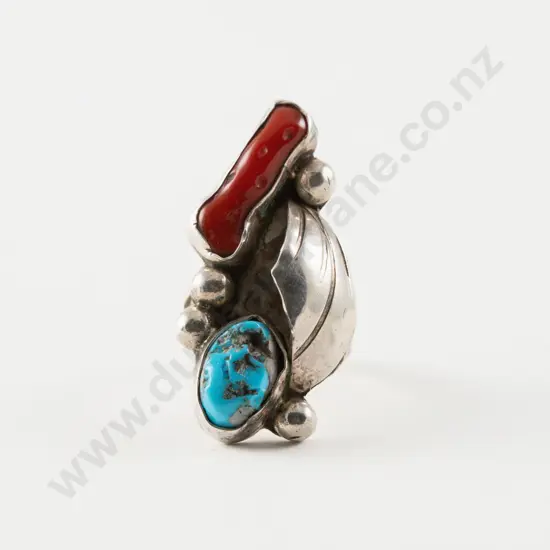 NZ Jeweller Jenny Patrick Turquoise and Coral Dress Ring
