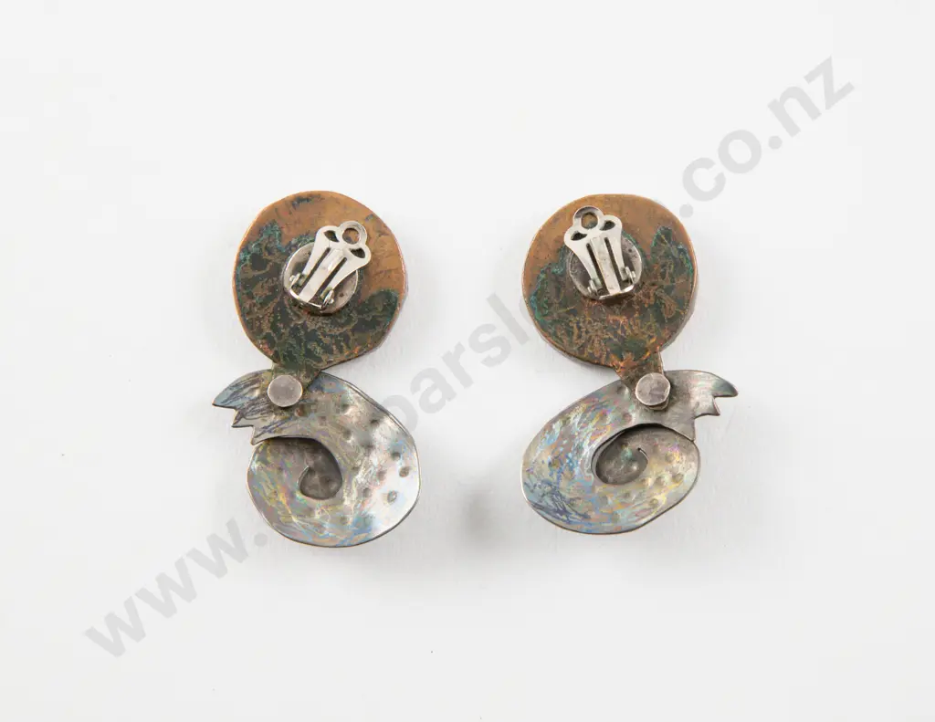 NZ Jeweller Alan Preston MOP and Paua Shell Pendant Drop Earrings Image 1++